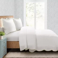 Tan Scalloped Edge 3-pc. Full/Queen Comforter Set