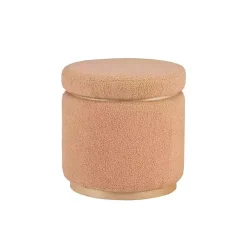 Tan Sherpa Upholstered Storage Ottoman