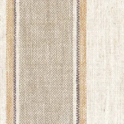 Tan Striped Upholstered Wood Leg Bench