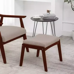 Tan Upholstered Natasha Ottoman Stool