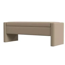 Tan Velvet Upholstered Modern Storage Bench