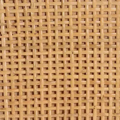 Tan Woven Rattan and Wood Cabinet