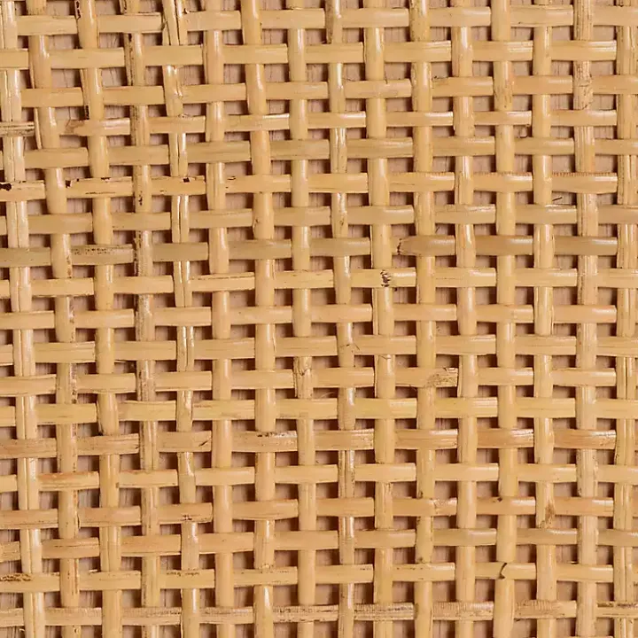Tan Woven Rattan and Wood Cabinet