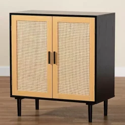Tara Two-Tone Espresso Rattan Cabinet