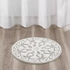 Taupe Cotton Tufted Medallion Bath Mat, 25 in.