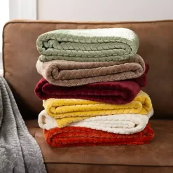 Taupe Heavenly Herringbone Plush Throw