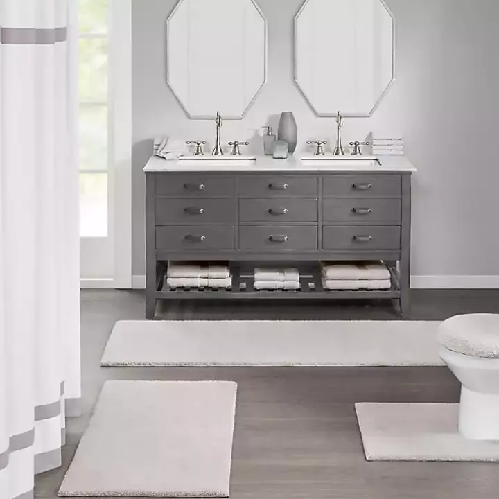 Taupe High Pile Marshmallow Bath Mat, 40 in.