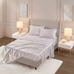 Taupe Leopard Print Satin 3-pc. Twin Sheet Set