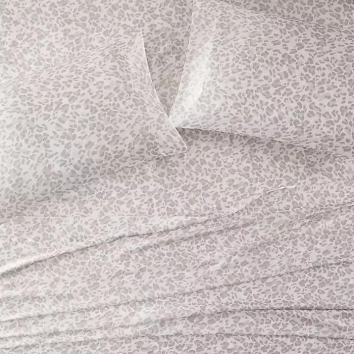 Taupe Leopard Print Satin 4-pc. Full Sheet Set