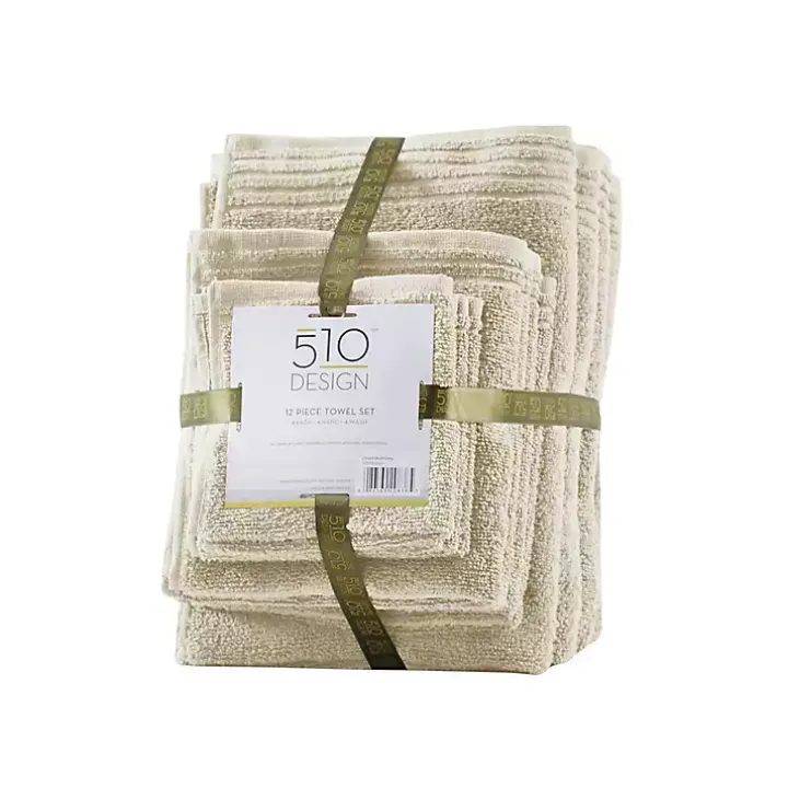 Taupe 12-pc. Cotton Quick Dry Bath Towel Set
