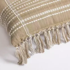 Taupe Plaid Reversible Pillow