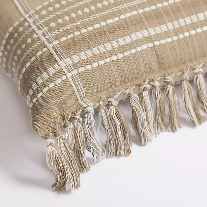 Taupe Plaid Reversible Pillow