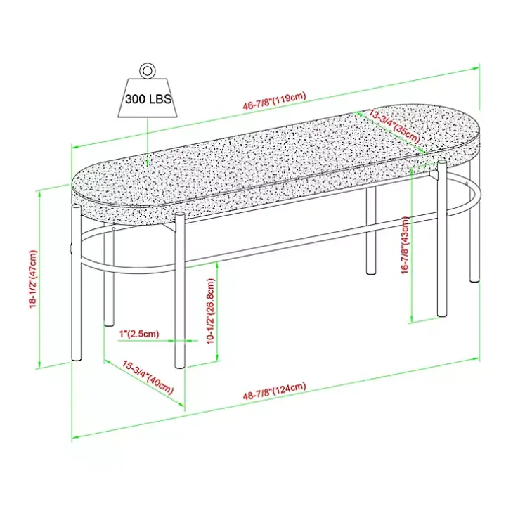 Taupe Upholstered Gold Metal Leg Bench