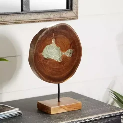 Teak Wood Raw Edge Crystal Figurine