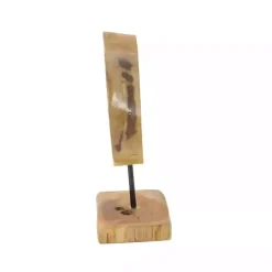 Teak Wood Raw Edge Crystal Figurine