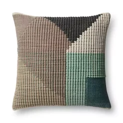 Teal and Brown Abstract Outdoor Pillow