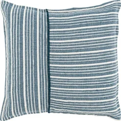 Teal and Ivory Directional Stripes Pillow