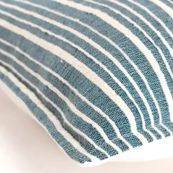 Teal and Ivory Directional Stripes Pillow