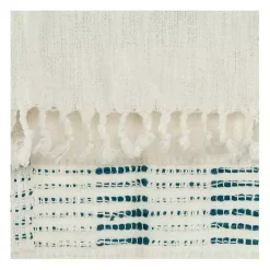 Teal and Ivory Woven Stripe Throw