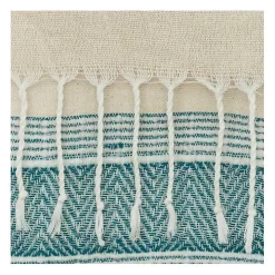 Teal and Natural Colorblock Chevron Throw