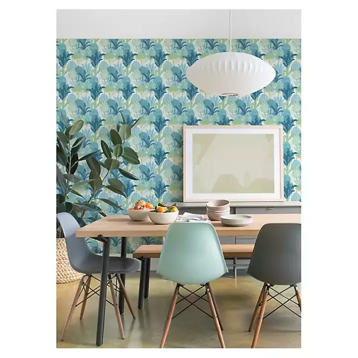Teal Bohoemian Jungle Peel & Stick Wallpaper