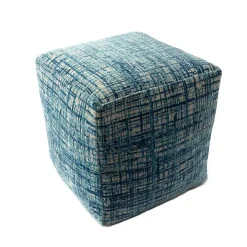 Teal Distressed Geo Ultra-Soft Pouf