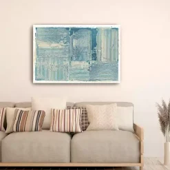 Teal Linework Canvas Art Print