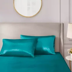 Teal Satin King 2-pc. Pillow Case Set