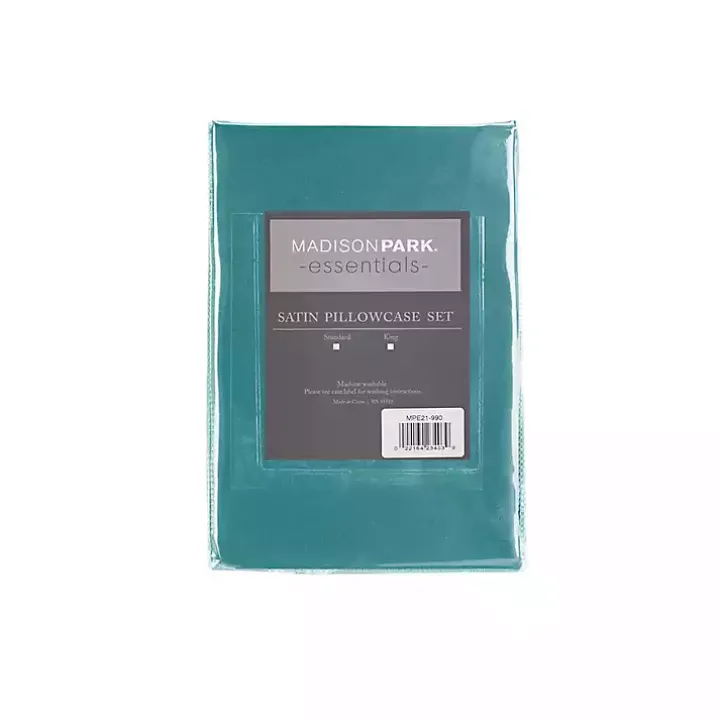 Teal Satin Standard 2-pc. Pillow Case Set