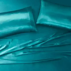 Teal Satin Standard 2-pc. Pillow Case Set