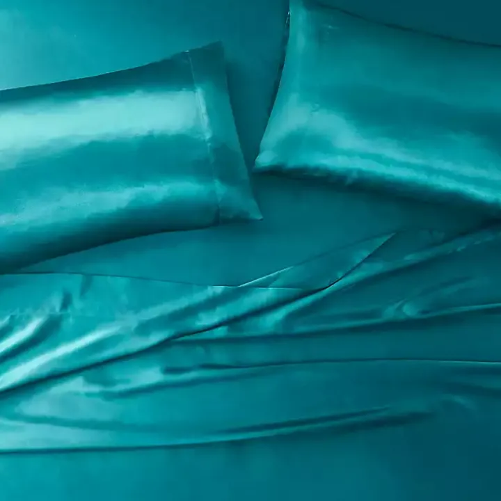 Teal Satin Standard 2-pc. Pillow Case Set