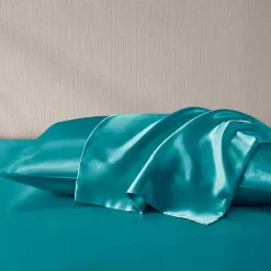 Teal Satin Standard 2-pc. Pillow Case Set