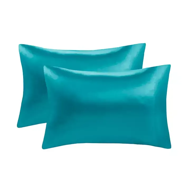Teal Satin Standard 2-pc. Pillow Case Set
