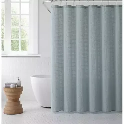 Teal Waffle Cotton Blend Shower Curtain