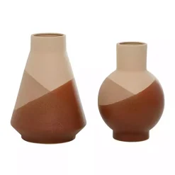 Terracotta Modern Ceramic Vases, Set of 2