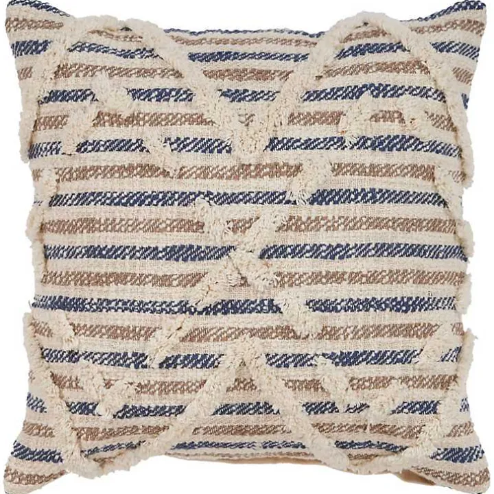 Textured Blue Stripe Pillow