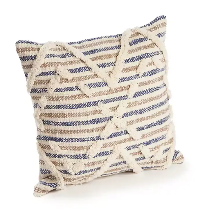 Textured Blue Stripe Pillow