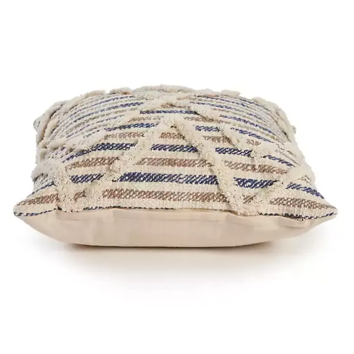 Textured Blue Stripe Pillow