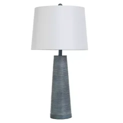 Textured Denim Blue Tapered Table Lamp
