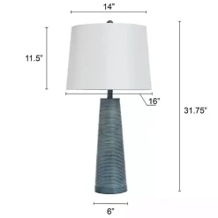 Textured Denim Blue Tapered Table Lamp