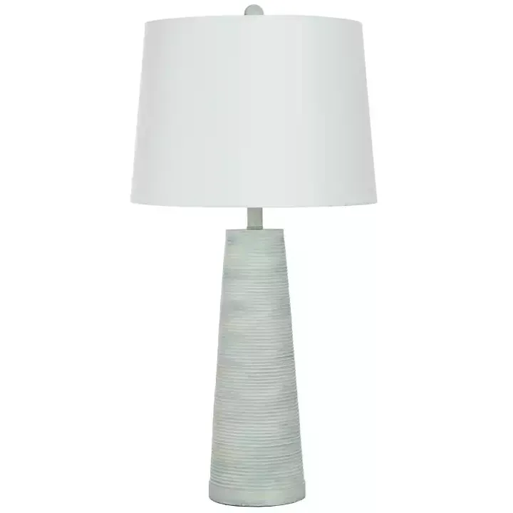 Textured Light Blue Tapered Table Lamp