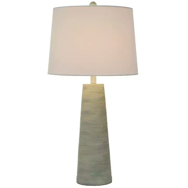 Textured Light Blue Tapered Table Lamp