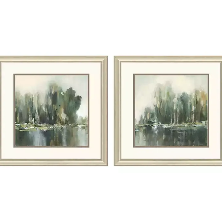 Textured Treeline Framed Art Prints, Set of 2