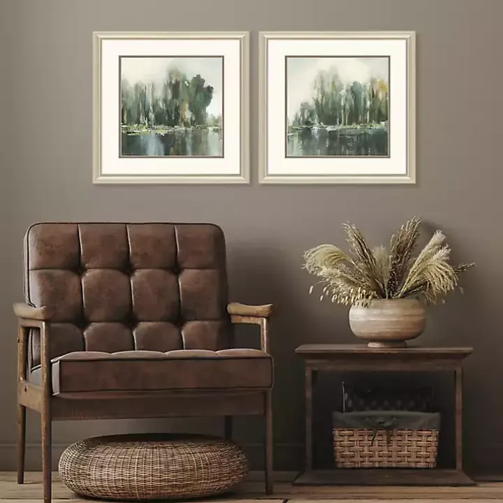 Textured Treeline Framed Art Prints, Set of 2