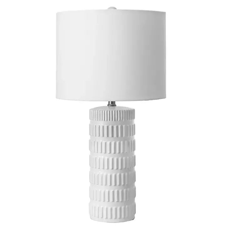 Textured White Ceramic Table Lamp