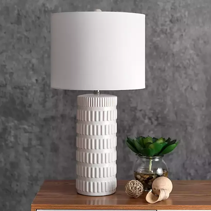 Textured White Ceramic Table Lamp