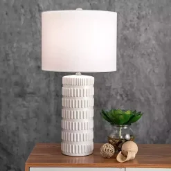 Textured White Ceramic Table Lamp