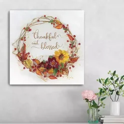 Thankful & Blessed Harvest Wreath Print, 20x20