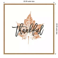 Thankful Leaf Stamp Framed Canvas Art Print