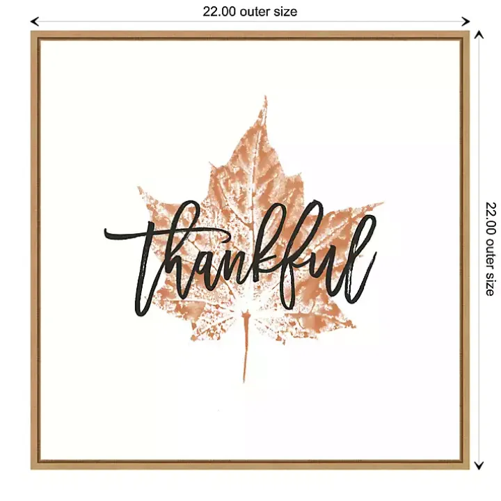 Thankful Leaf Stamp Framed Canvas Art Print
